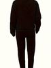 Women's Fleece-Lined Sweatshirt & Pants Set – Cozy Casual Two-Piece Outfit, Round Neck Print Top, Soft Polyester, Sizes S-XXL (Black)_ecoleips.com