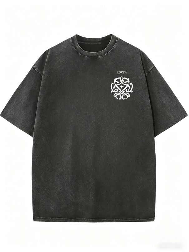 Women's Oversized Vintage Tee, Washed Finish Crew Neck Casual Fashion Top_ecoleips.com