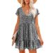 2022 European And American Spring/Summer Independent Website V-neck Buttoned Small Floral Short-sleeved Loose_ecoleips.com