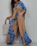 Women's Color-Block Two-Piece Suit Set Relaxed Shirt & Flowy Pants Combo In Red Blue Navy Green Burgundy Stylish Pant Set_ecoleips.com