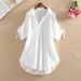 New 2025 Summer Collection: Women's Mid-Length Short-Sleeve Blouse, Plus Size, Loose Fit, Waist-Cinching, Trendy Chiffon_ecoleips.com