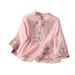 A New-Style Chinese Ethnic Cotton-Linen Top Featuring Embroidery, A Retro Design With A Diagonal Front Opening And Butto_ecoleips.com