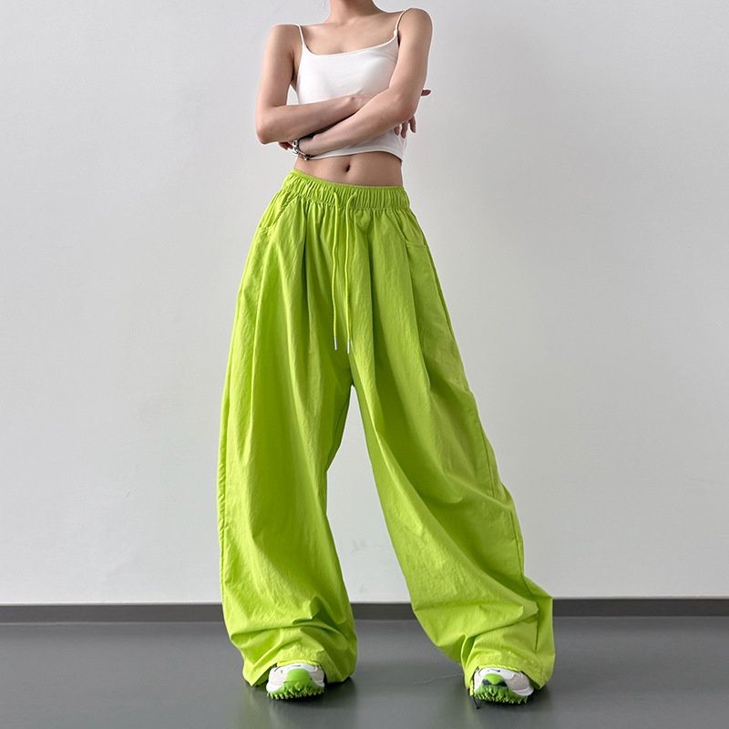 Summer American Retro Ice Silk Draped Lazy Style Yamamoto Floor-Length Women Versatile Wide-Leg Casual Pants_ecoleips.com