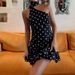 Talenza Women Polka Dot Backless Dress Sexy Scarf Ribbon Sleeveless Contrast Bow Dress Elegant Fashion Polka Dot Vacation Dress_ecoleips.com