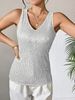 2025 Spring Summer New European American Cross-Border Sexy V-Neck Loose Sequin T-Shirt Women, Suitable For Outerwear And_ecoleips.com