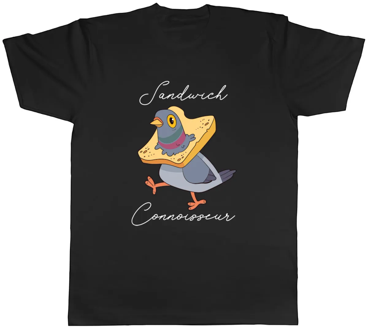 Women's T-Shirts Funny Sandwhich Connoisseur Mens T-Shirt Pigeon Caught In Bread Slice Tee Gift_ecoleips.com