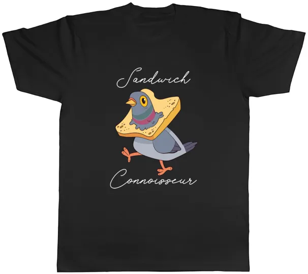 Women's T-Shirts Funny Sandwhich Connoisseur Mens T-Shirt Pigeon Caught In Bread Slice Tee Gift_ecoleips.com