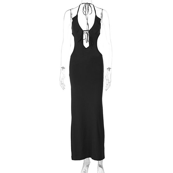 European And American Style Cross-Border Women's Fashion 2024 Summer New Sexy Hot Girl Tight Slim Solid Color Halter_ecoleips.com