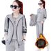 Women's Fleece-Lined 3-Piece Set - Long Sleeve Hoodie With Vest & Pants, Korean Winter Warm Outfit (Wine Red, Pink, Blue, Purple, Gray)_ecoleips.com