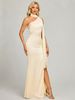 Sophisticated Women's Halter Neck High Slit Bodycon Evening Dress For Banquet & Party_ecoleips.com