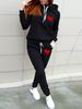 Women's Autumn And Winter Fashionable Casual Heart-shaped Pattern Print Thickened And Plush Warm Hooded Sweatshirt+sports Pants Set-808_ecoleips.com