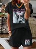 Women’s 2 Piece Outfit Set – Oversized Graphic T-Shirt And Biker Shorts Matching Set, Casual Summer Lounge Tracksuit For Daily Wear-354_ecoleips.com