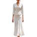2027 Fashion European-USA Style Elegant Women Lapel Single-Breasted 3/4 Sleeve Suit Jacket + Split Skirts Two-Piece Casual Sets_ecoleips.com