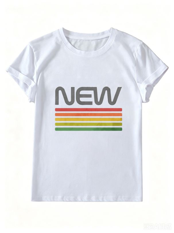 Women’s Casual Illustration Print Tee, Round Neck Short Sleeve Top, Comfortable Everyday Spring & Summer Wear_ecoleips.com
