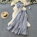 Women's Resort Style Halter Neck Two Piece Set Slimming Elegant Tie Up Vest High Waisted Ruffled Max Skirt Summer Youthful_ecoleips.com