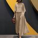 Cross-Border 2025 New Spring-Summer Fashion Solid Color Short-Sleeve Casual Loose Long Pants Women's Foreign_ecoleips.com