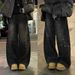 European Style Women's Sparkly Rhinestone Straight Leg Jeans High End Wide Leg Pants Fashionable New Spring_ecoleips.com