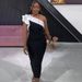 Sexy Bandage Bodycon Dress – One-Shoulder Black & White Cocktail Dress (XS-L) – Stretchy Polyester For Clubbing & Evening Events_ecoleips.com