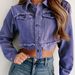 Women's ClothingAutumn And Winter Casual Lapel High Waist Short Fringed Denim Jacket_ecoleips.com