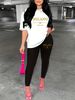 Women's Casual Fashion MILANO ITALIA Pattern Printed Loose T-shirt+cropped Pants Two-piece Home Sportswear Daily Wear-193_ecoleips.com