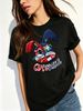 Women Hip Hop Patchwork Glasses Rabbit Cuterabbit Letter Graphic T Shirt Round Neck Short Sleeve Loose Streetwear Summer Tops_ecoleips.com