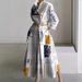 Women's Clothing Women's Wear Simple Long Sleeved Printed Fashionable Shirt Dress_ecoleips.com