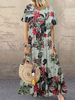 2024 New Retro Floral Print Dress, Short Sleeve, Round Neck, New_ecoleips.com