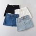 Women's Clothing Hot Girl Sexy High Waist Elastic Casual Denim Short Skirt Pants_ecoleips.com
