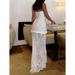 Summer 2023 Women's Fashionable Two-Piece Set: Slimming V-Neck Tank Top & High-Waisted Lace Dress With Stylish Design_ecoleips.com