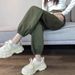 Women's Army Green Cargo Pants Loose Fit Slimming Straight Leg Casual Outdoor Hiking Spring Autumn Full Length Mid Waist_ecoleips.com