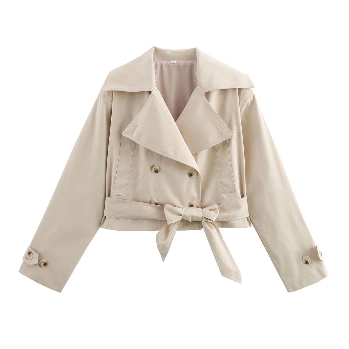 Women’s Clothing Spring New Women's Fashion Slim Versatile Belt Design Long Sleeved Windbreaker Short Jacket_ecoleips.com