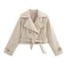 Women’s Clothing Spring New Women's Fashion Slim Versatile Belt Design Long Sleeved Windbreaker Short Jacket_ecoleips.com