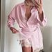 Elegant Lace Striped Long Sleeve Shirt And Skirt Set For Women Summer Style Women's Clothing_ecoleips.com