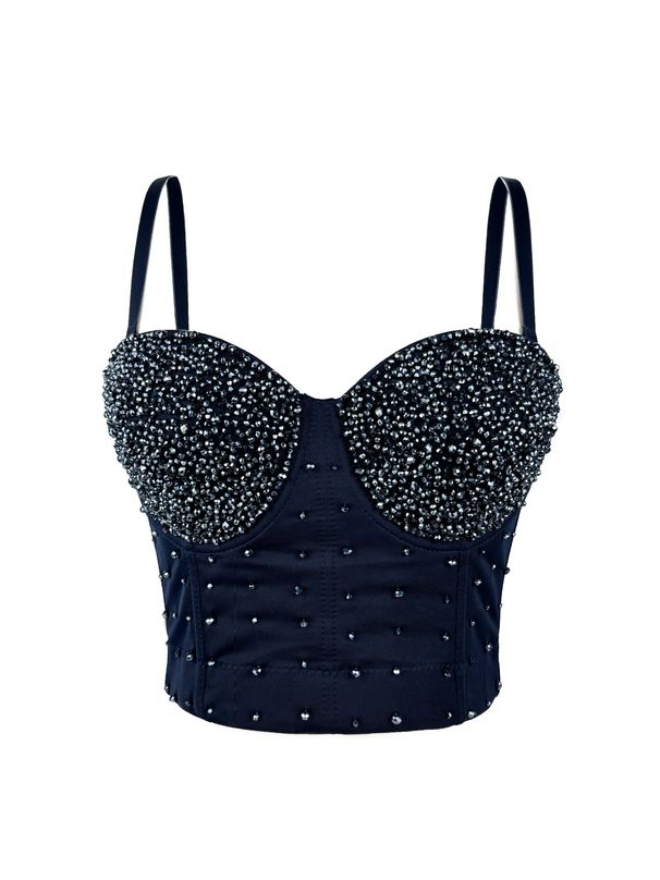 Women's Clothing Shiny Beads Handmade Herringbone Bra High End Outer Wear Small Camisole Herringbone Bra_ecoleips.com