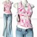 Women's Deep V Floral Slim Fit Camisole Vest Pink Backless Sleeveless Sexy Elegant Top European American Style Summer_ecoleips.com