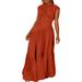 BN301 Women's Sleeveless Ruffled Swing Dress Solid Color Loose Fit European American Style Spring Summer Fashion Cross Border Supply_ecoleips.com