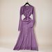 Elegant Metal Buckle Waist-Defining Dress - Slimming Knitted Maxi Dress With Lace Detailing For Women, Autumn Winter Fashion_ecoleips.com