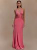 Mozision Summer Backless Sexy Maxi Dress Women Gown Patchwork Lace Halter Deep V Neck Sleeveless High Waist Elegant Long Dress_ecoleips.com