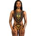 Floral Print Front Zip One-Piece Swimsuit For Women, Vintage Boho Swimwear With Removable Padding Versatile Back Design_ecoleips.com