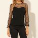 2026 European And American New Women's Mesh Polka Dot Splicing Round Neck Long Sleeved Elegant And Fashionable T-shirt_ecoleips.com