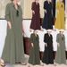 Plus Size Muslim Women's Long Sleeve Dress Shirt Loose Fit Tunic Top With Button Front, Casual Office Wear (S-5XL, Custom Colors)_ecoleips.com