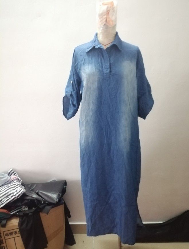 European And American Cross-border Plus-size Loose-fitting Women's Clothing, Washed Denim Dress_ecoleips.com