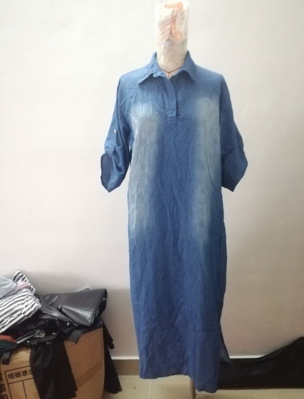 European And American Cross-border Plus-size Loose-fitting Women's Clothing, Washed Denim Dress_ecoleips.com