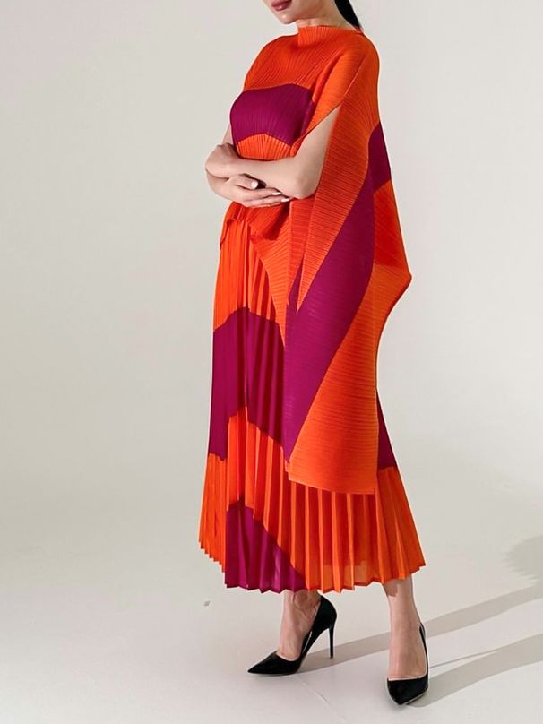 Women's Suit New Style All Match Irregular Color Matching Pleats Plus Fat Leisure Loose Two Piece Set_ecoleips.com
