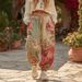 Women's Wide Leg Cotton Linen Pants American Style Loose Fit Youthful Straight Leg Patchwork Hem Halloween Theme New Summer_ecoleips.com
