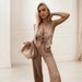 Women's Clothing Plaid Sleeveless V Neck Lace Up Vest Top Straight Casual Trousers Suit_ecoleips.com