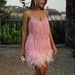 Verve 2025 Women's Fashion Tassel Feather Sequin Evening Sexy V-neck Strap Dress Summer_ecoleips.com
