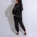 Women's Color-Block Shirt & Tapered Pants Set – Oversized Casual Two-Piece With Contrast Stitching, Loose Fit For Spring/Fall_ecoleips.com