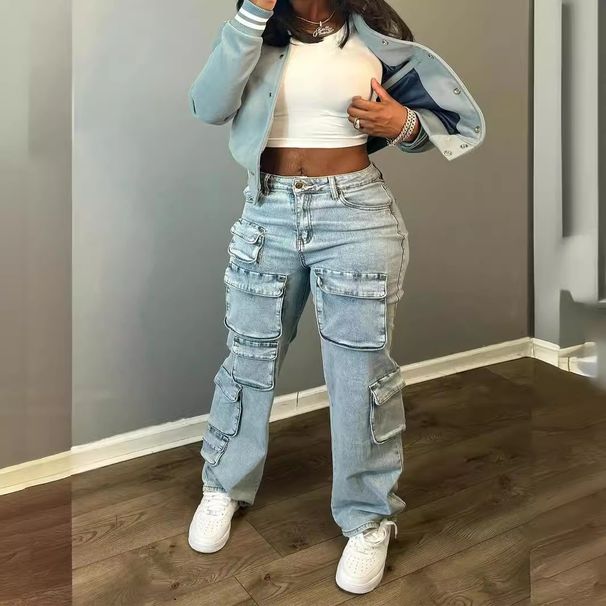New Cross-Border European And American Women's Fashion Sexy Street Trendy Three-Dimensional Multi-Pocket Cargo Style_ecoleips.com