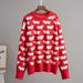 Crew Neck Alpaca Printed Sweater Autumn And Winter New Women's Loose Casual Crew Neck Sweater Jumper_ecoleips.com